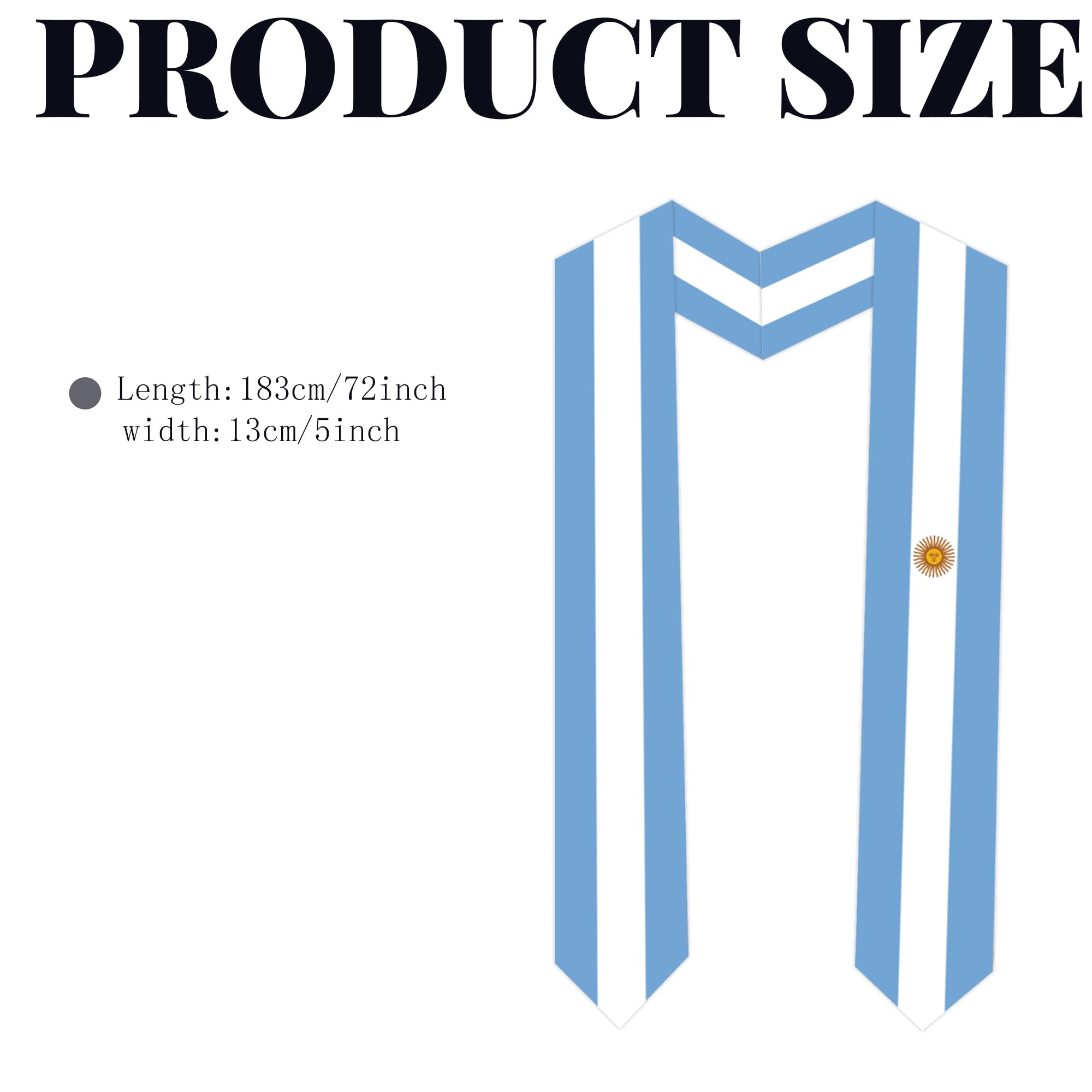 Tautaoxuu Argentina Flag Graduation Sash Satin Scarf 72