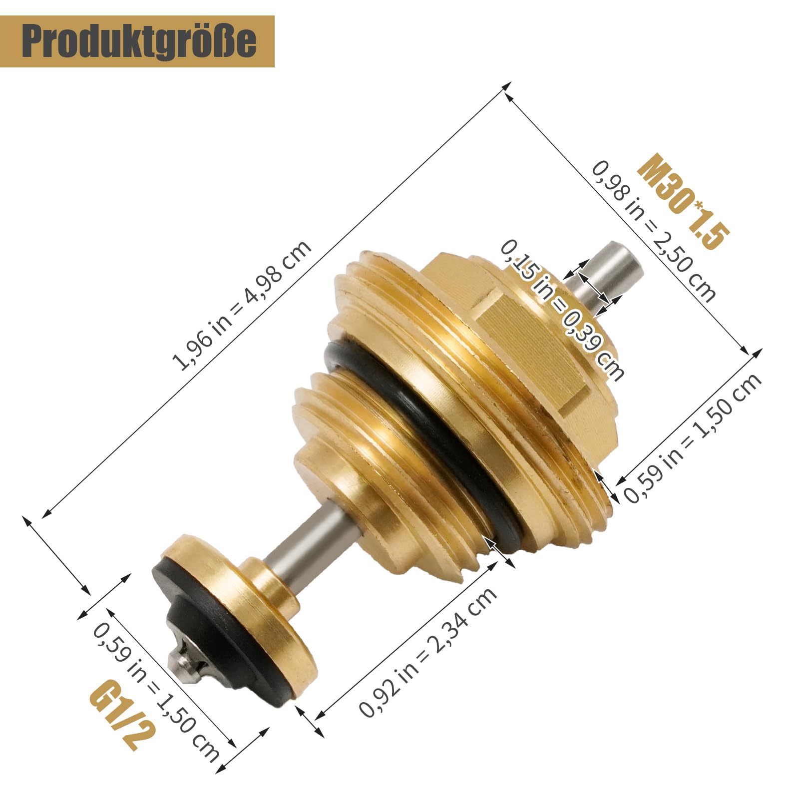 Hoypeyfiy 10 pezzi M30 x 1,5 mm G1/2 bulloni di ritorno in ottone, distributore di valvola e distributore di circuiti di riscaldamento, distributore di riscaldamento a pavimento per attuatore UFH