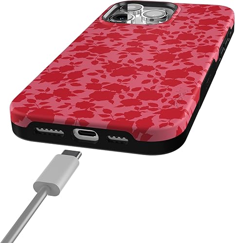 Vista 744 de Casely Funda para iPhone 15 Pro Max Jardín Secreto Flores mixtas Funda atrevida Compatible con MagSafe y botón de acción Secret Garden