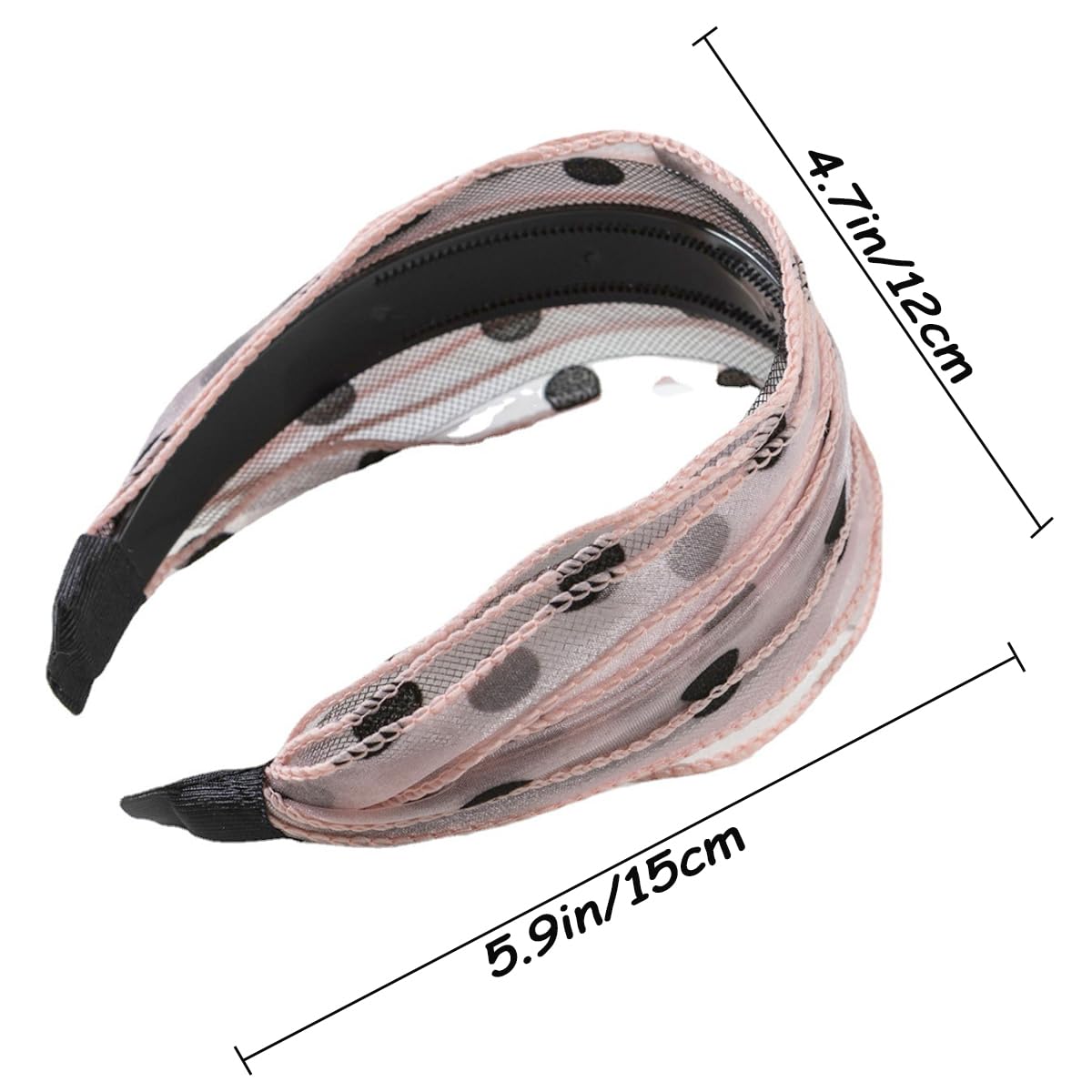 3 diademas grandes y anchas para mujeres y niñas, diadema de encaje con lunares, elegantes diademas elásticas con dientes, accesorios de moda para la cabeza, colores mezclados