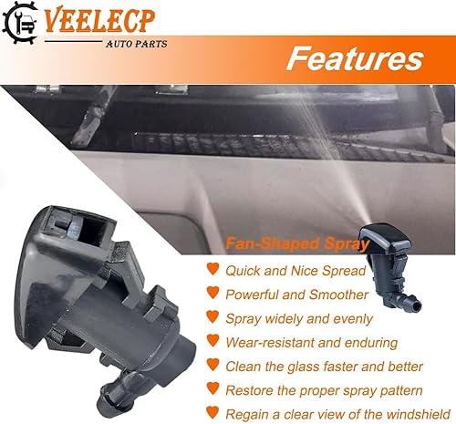 Miniatura 2 de Kit de pulverización de limpiaparabrisas delantero compatible con Commander Liberty 2006-2010 - Nitro 2007-2012 (paquete de 2)