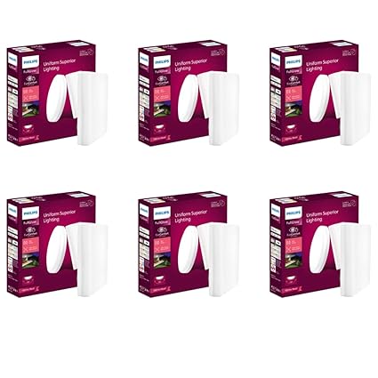 PHILIPS Rimless Full Glow 15-watt Square LED Surface Downlighter | Surface LED Downlight for Ceiling | LED Ceiling Light for Home & Hall | Warm White,Pack of 6