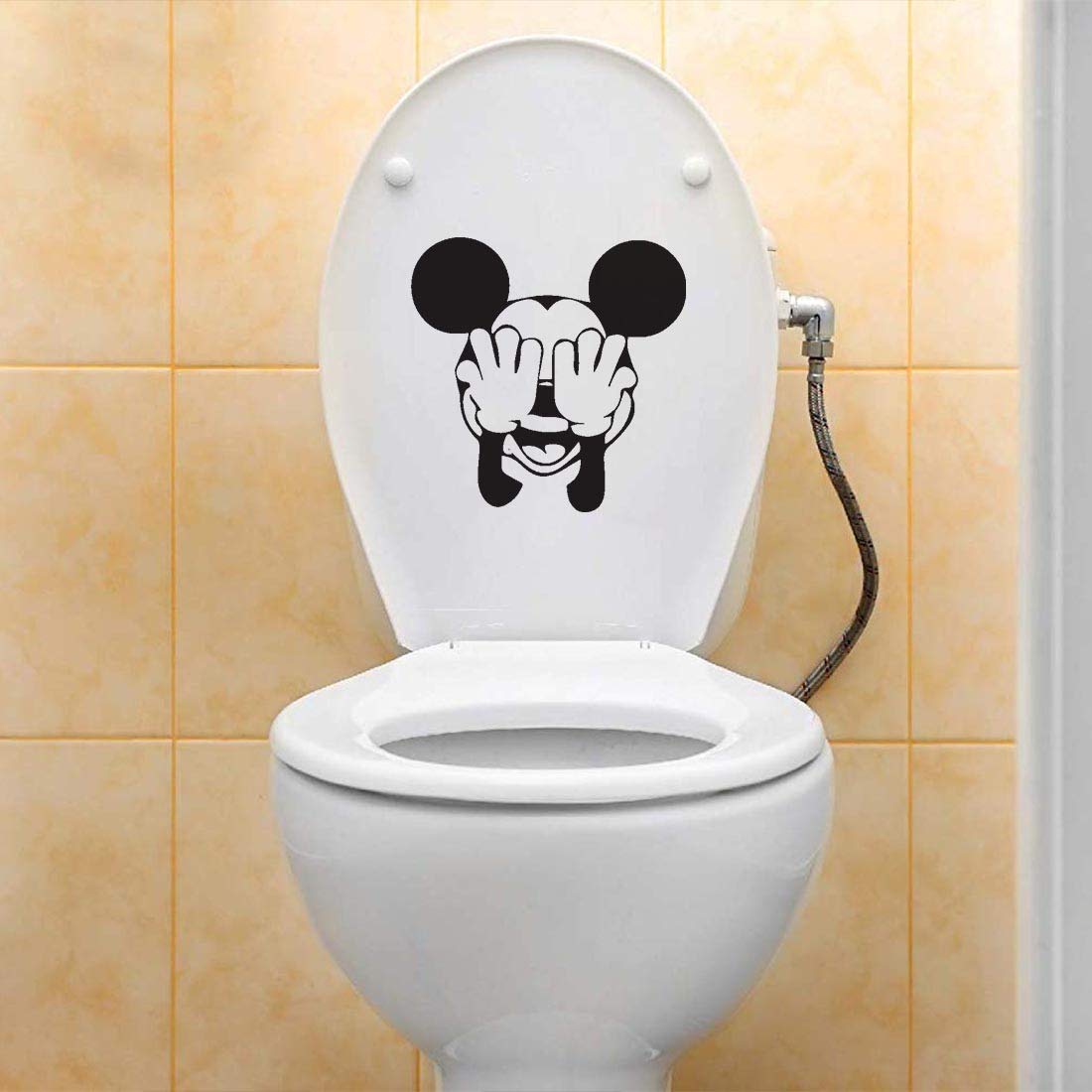 100Yellow ® PVC Vinyl Mickey Mouse Theme Toilet Sticker (Multicolour, 10 inch * 8 inch) Pack of 1 3