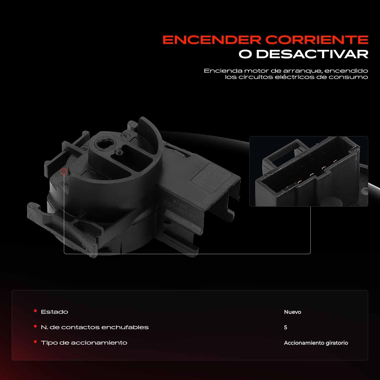 Frankberg Interruptor de encendido Cerradura de encendido 5 polos Compatible con Combo Furgoneta/MPV Combo Tour Corsa C X01 Corsa C Furgoneta/Compacto X01 Corsa D Furgoneta/Compacto S07 09115863