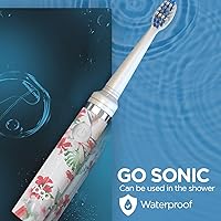 Vista 5 de Cepillo de dientes eléctrico Pop Sonic (floral blanco) Cepillos de dientes de viaje con batería AAA Cepillos de dientes eléctricos para niños