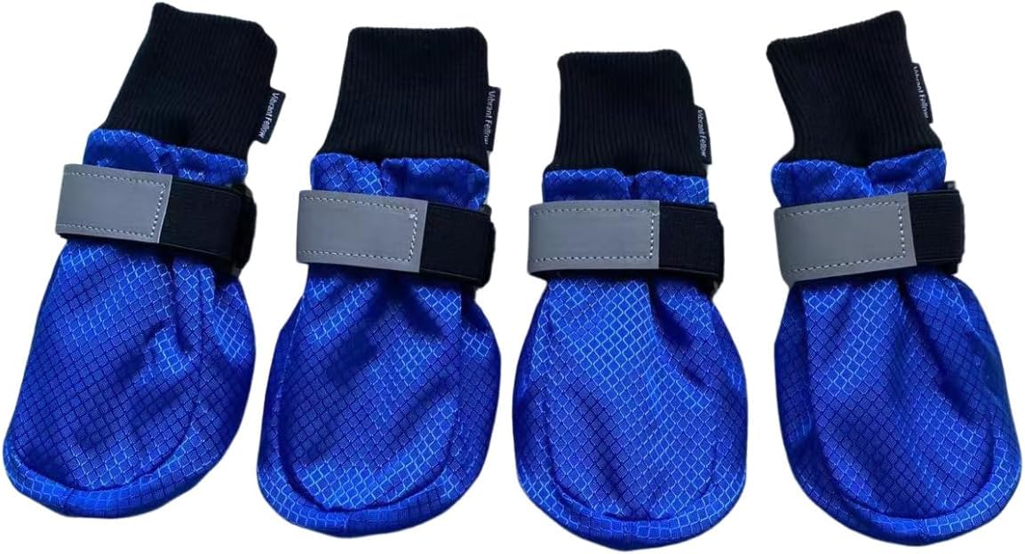 Dog Shoes for Walking, Paw Protector Dog Boots for Winter, Warm and Skidproof Dog Booties Protective, Set of 4, Size XL Colour Blue