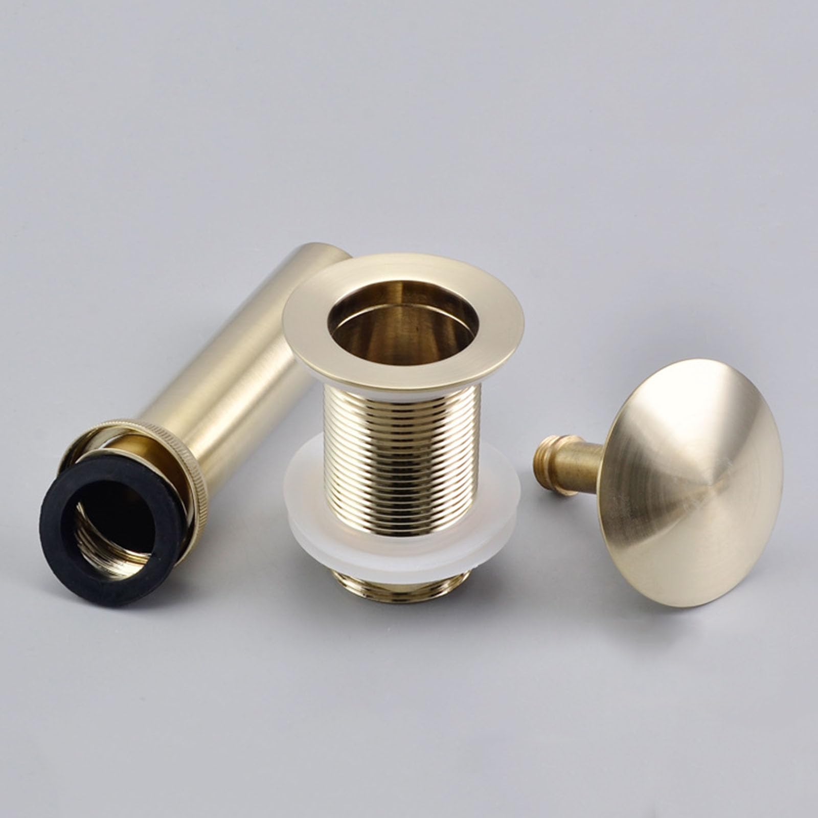 VáLvula Para Lavabo Clic Clac DesagüE Lavabo Universal Valvula Click Clack Lavabo Drenaje De Cobre Con Rebote Por Empuje,Oro Cepillado,Sin Agujero De Desbordamiento