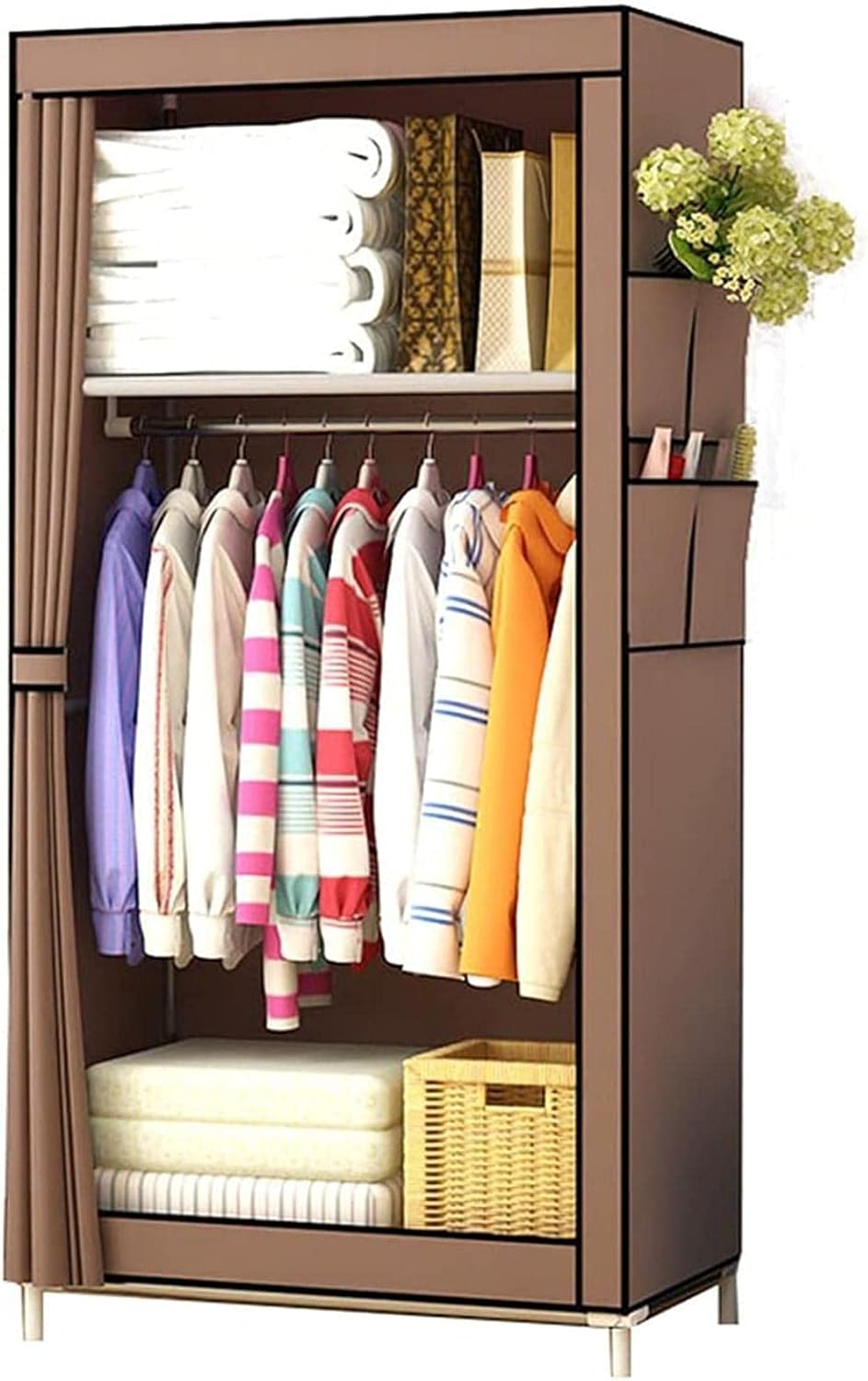 Single Wardrobe Portable Fold Boxes for Wardrobe Storage Assembly Open Storage Wardrobe 160 45 70CM Clothes Rack (Color : C Size : 160 45 70CM) (B 160 * 45 * 70CM)