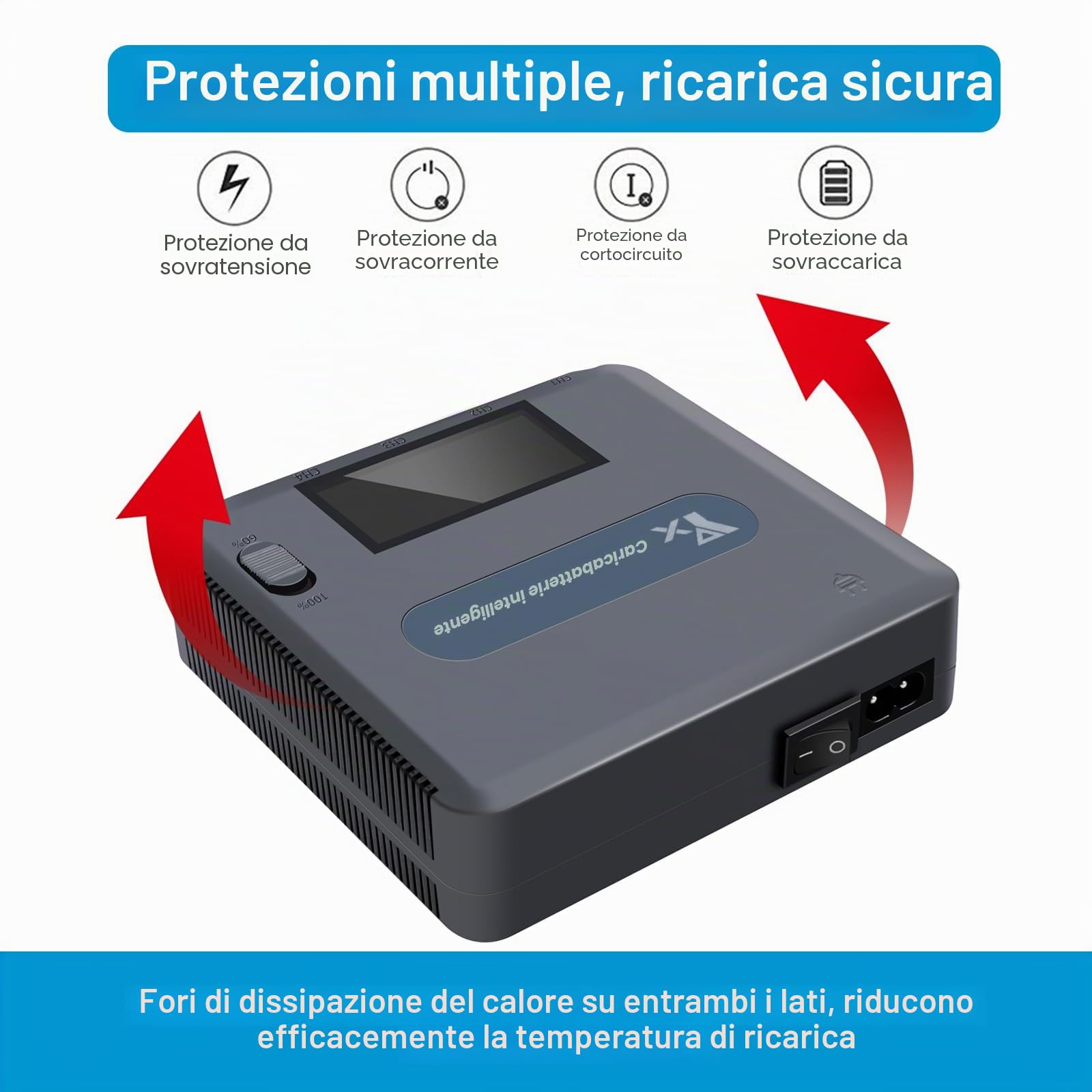 Caricabatterie display LCD per drone DJI Mavic 2 Pro/Zoom, ricarica 4 batterie e 2 porte USB contemporaneamente, 6 in 1 stazione di ricarica parallela hub accessori