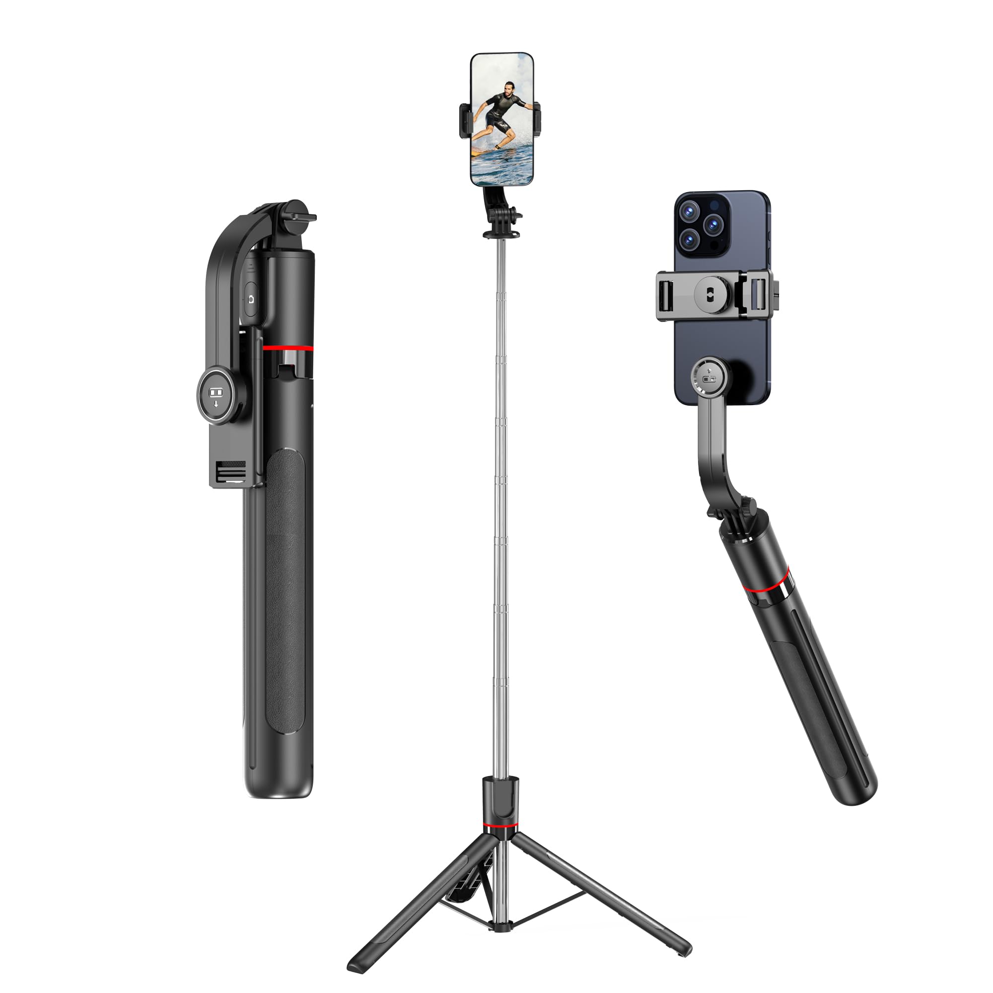 TUXOIUBA Selfie Stick Travel Tripod for Cell Phone with Remote Control and Phone Holder, 170cm Extendable Selfie Stick for iPhone, iPhone Tripod for Selfie/Video Recording/Photo/Live Stream/Vlog
