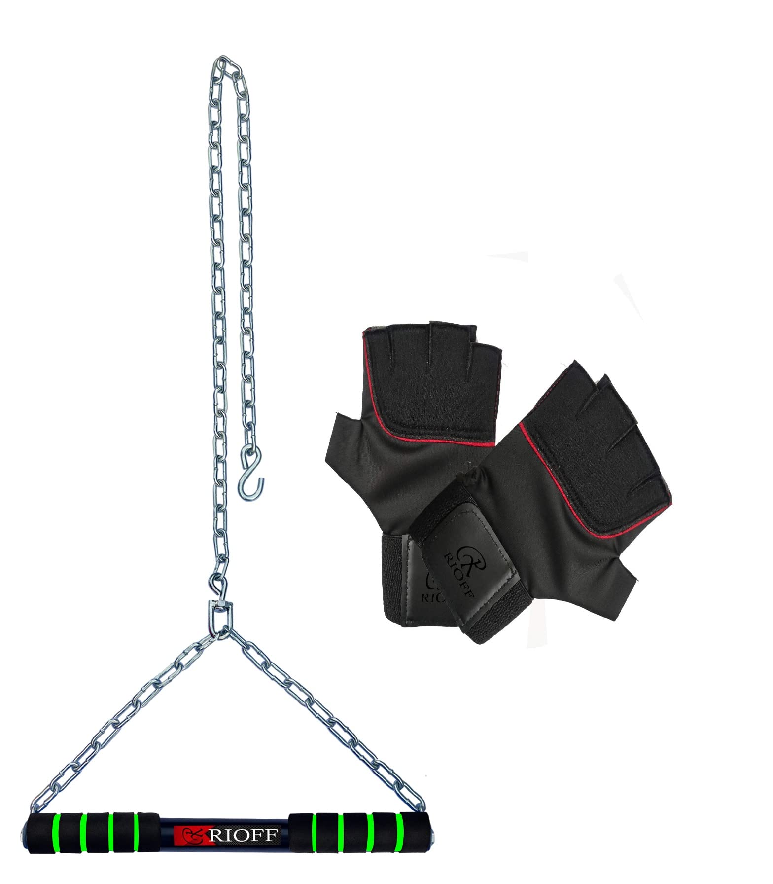 Rioff® Hanging Chain Rod Pull Up Bar for Height Increaser and Pull Exercise with Heavy Duty Chain With Weight Lifting Gloves 5FT (B09ZY66XTJ) Amazon Price History, Amazon Price Tracker
