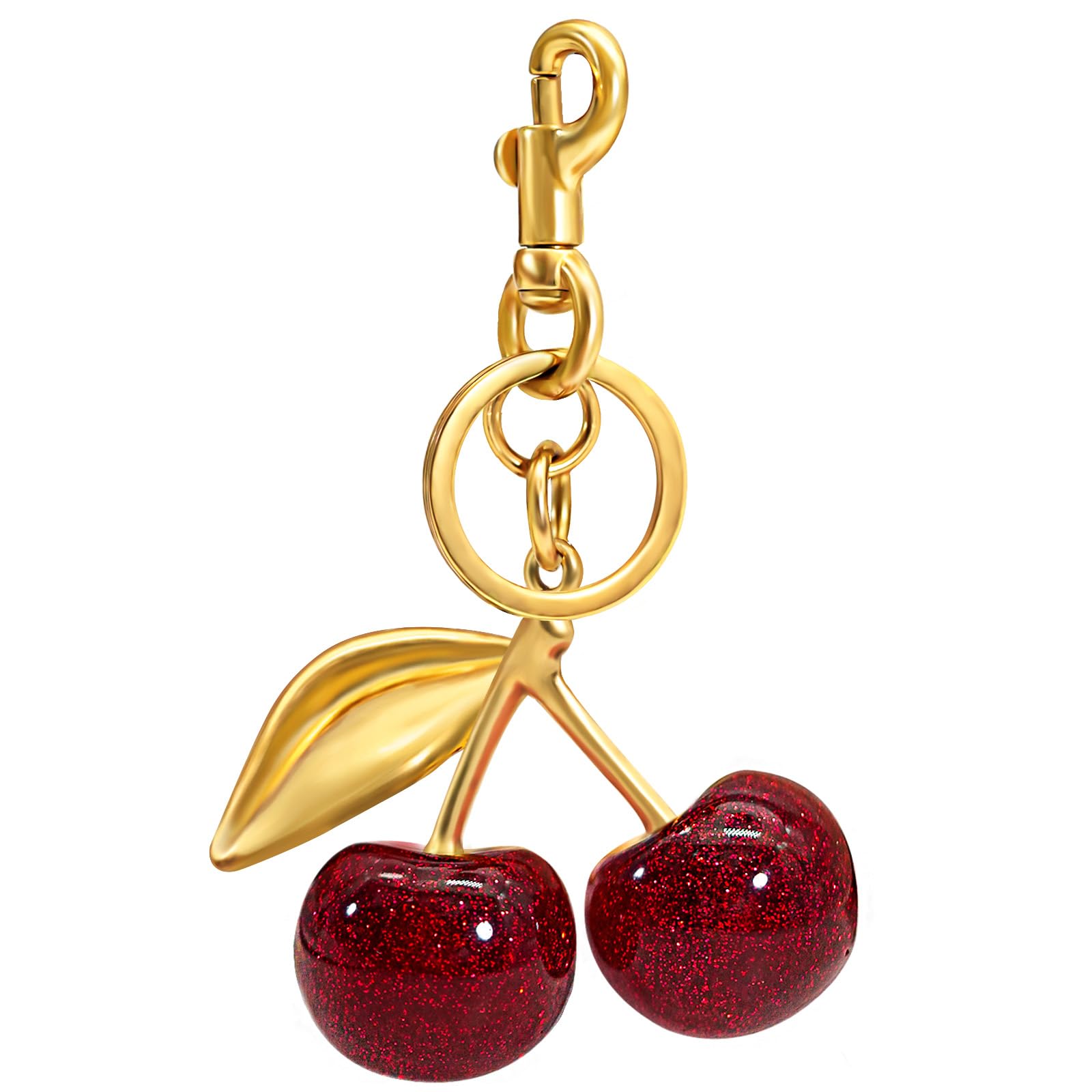 Nylry Women's Red Cherry Keychain & Bag Charm - Cute Cherry Accessories For - Gift, One Size, Metal, Resin