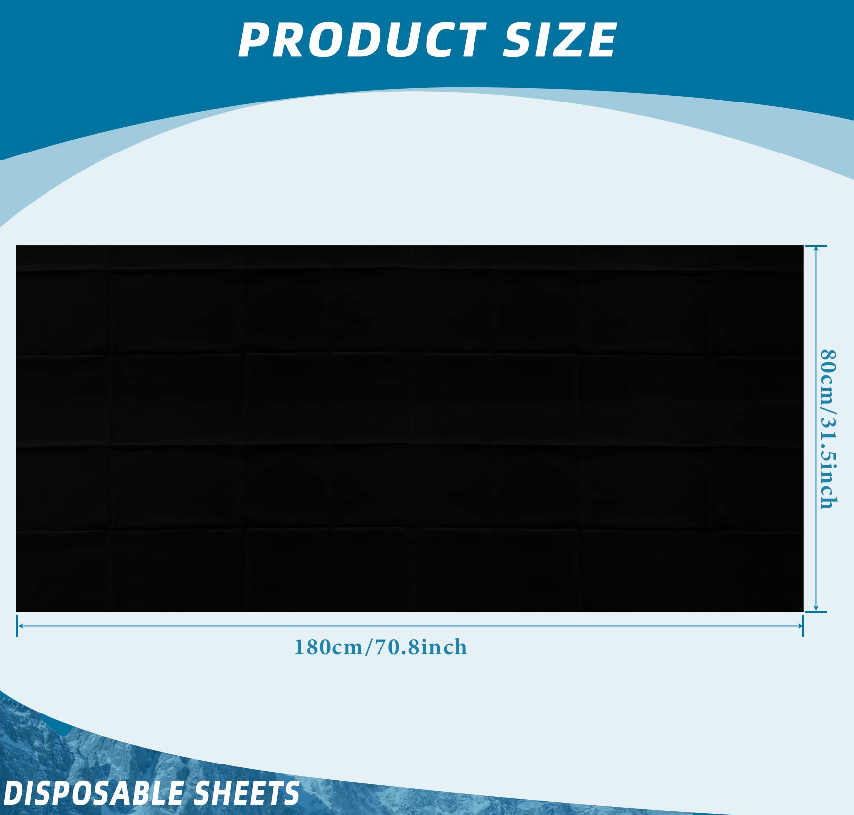 50 Pieces 31 x 70 Inches Disposable Bed Sheets Waterproof Bed Cover Massage Table Sheet Non-woven Fabric for Spa, Beauty Salon, Hotels (Black)