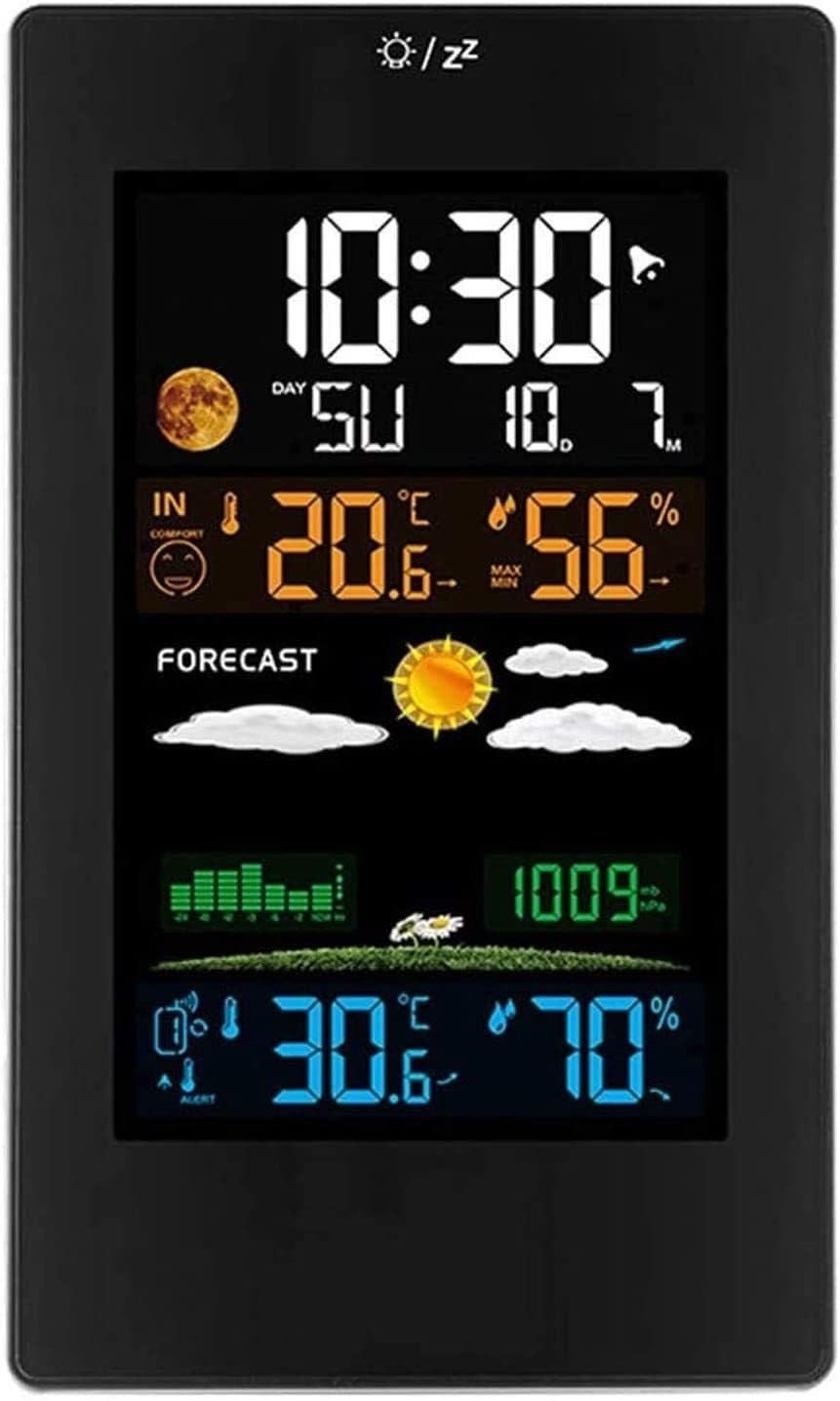 Estación meteorológica inalámbrica con monitor de temperatura y humedad for interiores y exteriores, termómetro digital con pantalla LCD a color, estación meteorológica con sensor remoto