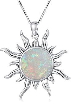 DOLIOXSun Turquoise Pendant Necklace, 925 Sterling Silver Genuine Gemstones Western Jewelry Gift for Women