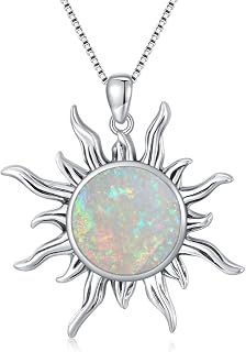 Sun Turquoise Pendant Necklace, 925 Sterling Silver Genuine Gemstones Western Jewelry Gift for Women