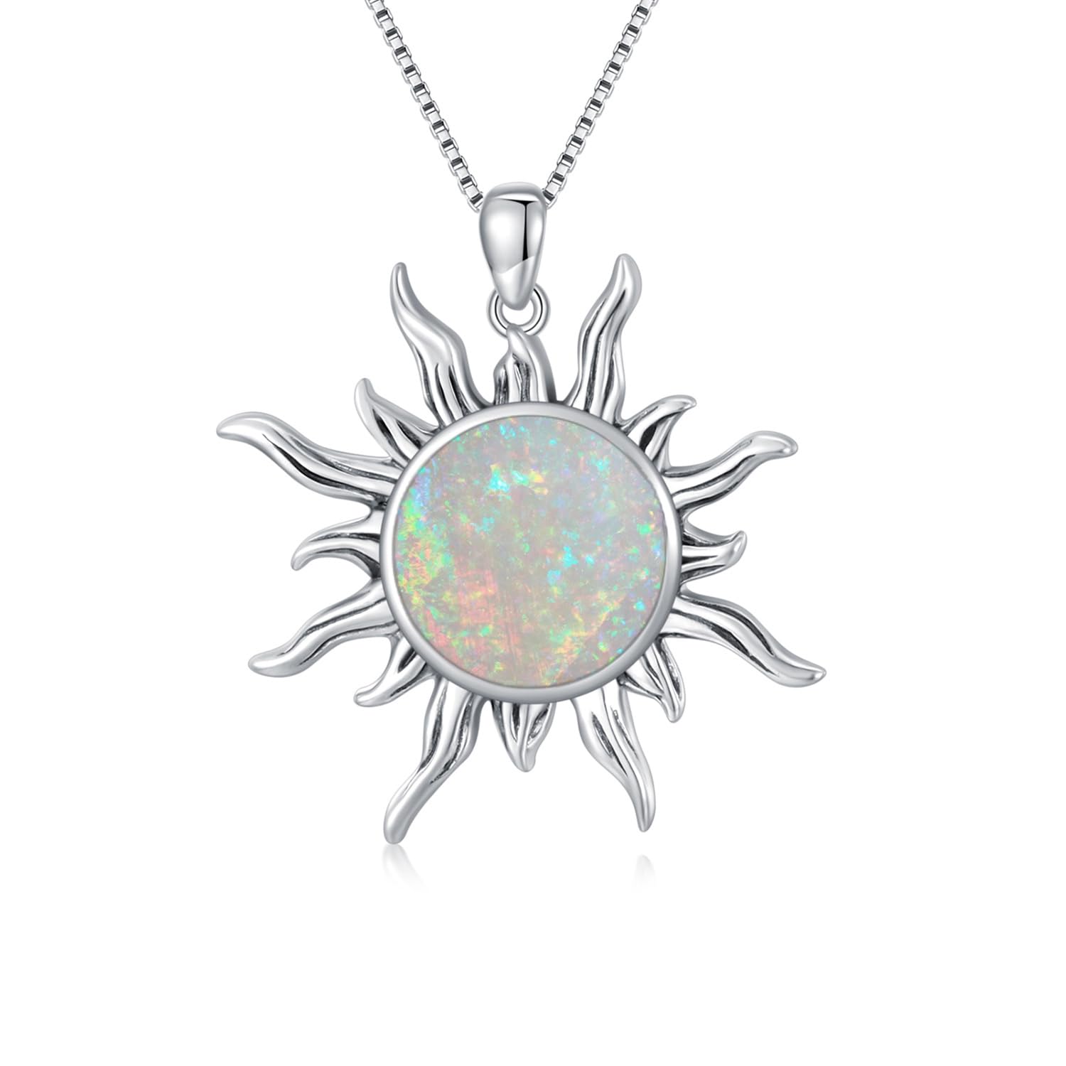 DOLIOXSun Turquoise Pendant Necklace, 925 Sterling Silver Genuine Gemstones Western Jewelry Gift for Women
