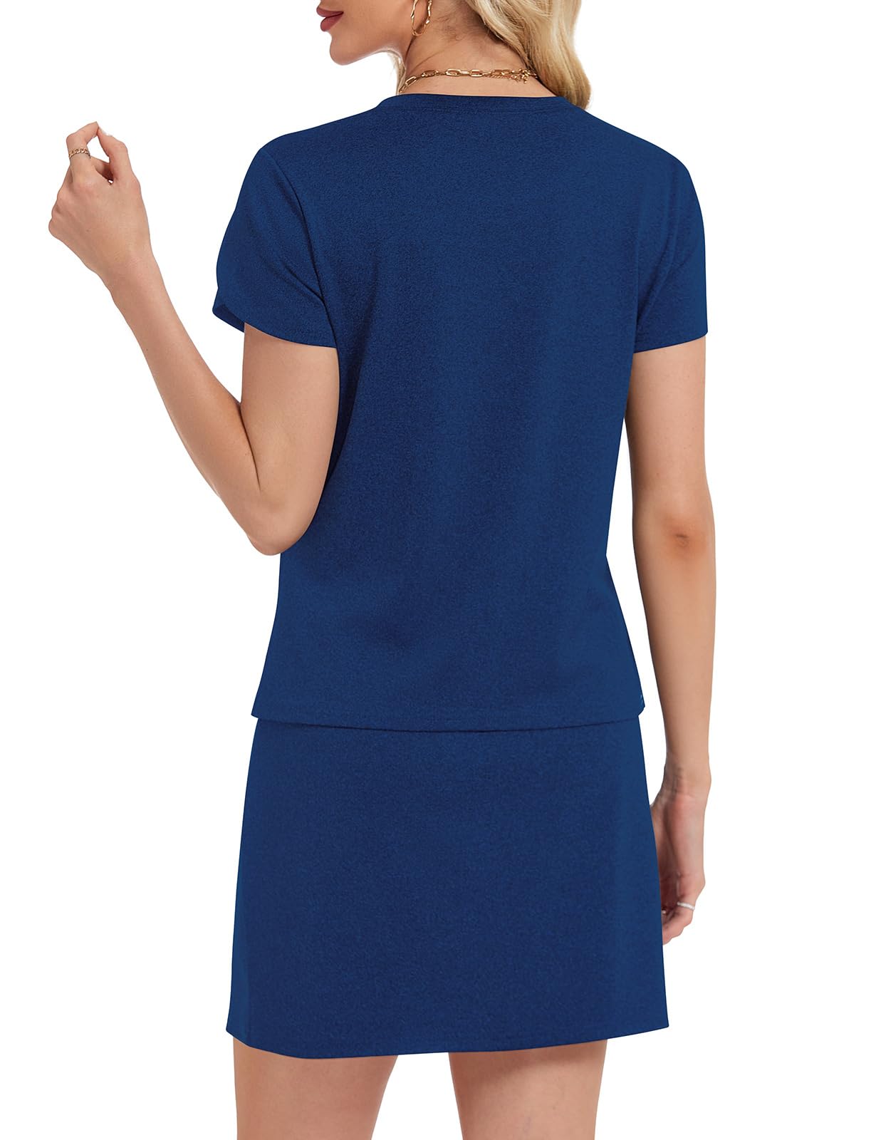 Conjunto de falda de dos piezas para mujer, con mangas superpuestas, trajes de tenis con falda corta a juego, tallas S-2XL