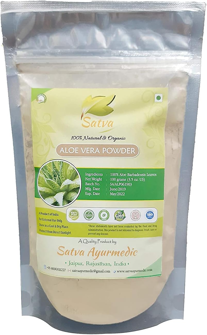 Astha SATVA Aloe Vera Powder - 100% Aloe Barbadensis Leaves-(100 gm)