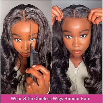Glueless Bob Wig Human Hair Pre Plucked Wear and Go Wigs Pre Cut Lace Body Wave Short Bob Lace Front Wigs for Black Women Upgraded No Glue 4x4 Lace Closure Wigs (12 Inch)