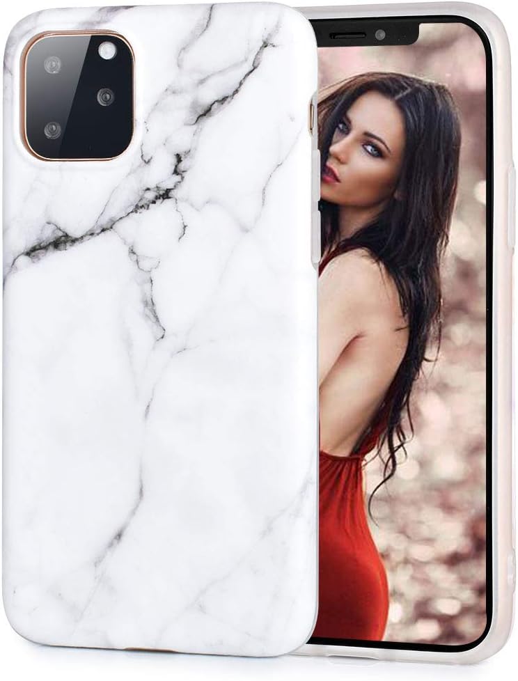 Hapitek iPhone 11 Pro Max Case, iPhone 11 Pro Max Marble Case, Slim Soft Flexible TPU Marble Floral Pattern Protective Cover for Apple iPhone 11 6.5" (White)