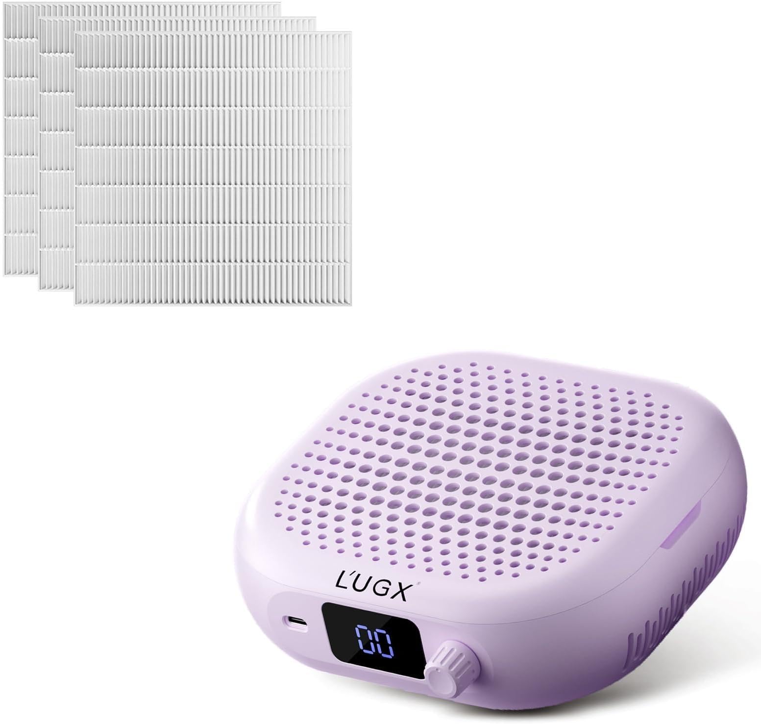 L'UGX Dust Collector Nail Tech with 3 Reusable filter & 10 Filter Paper Filter-Lilac Dream