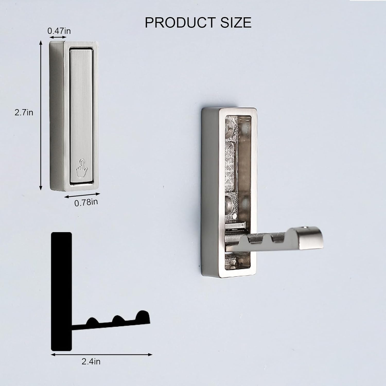 Foldable Coat Hooks 2 Pack,Heavy Duty Wall Hooks for Hanging Coats Towels Backpacks Bags Brushed Nickel Towel Hooks for a Functional Home (Brushed Nickel, 2)