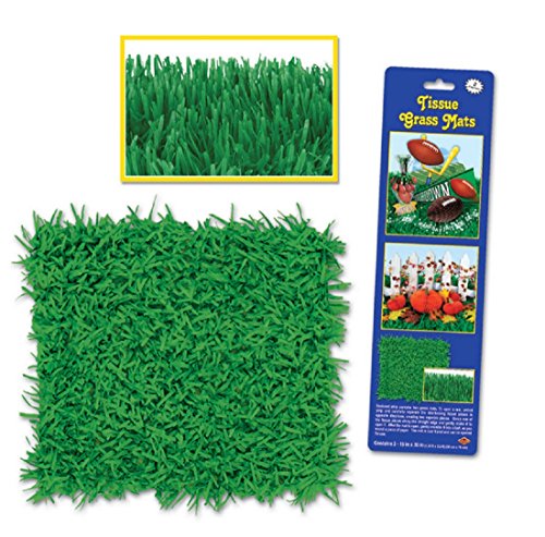 Beistle 2 Piece Novelty Tissue Paper Fake Grass Mats For Spring Summer Easter Party Decorations, 15 X 30, Green