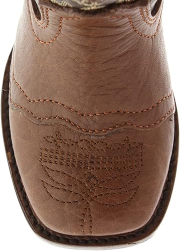 Miniatura 4 de Kids Grizzly Honey Brown Western Cowboy Boots Leather Solid Square Toe Botas