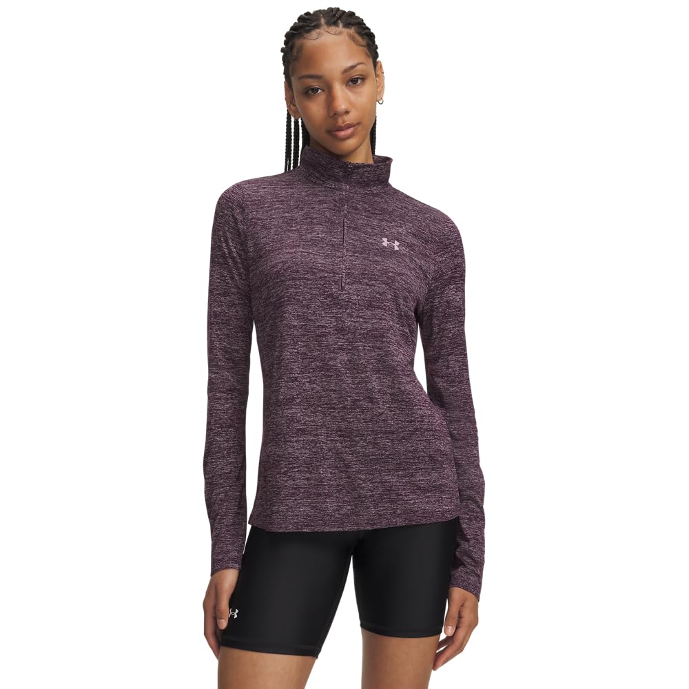 Under Armour Damen Tech 1/2 Zip Twist T-Shirt Lila S