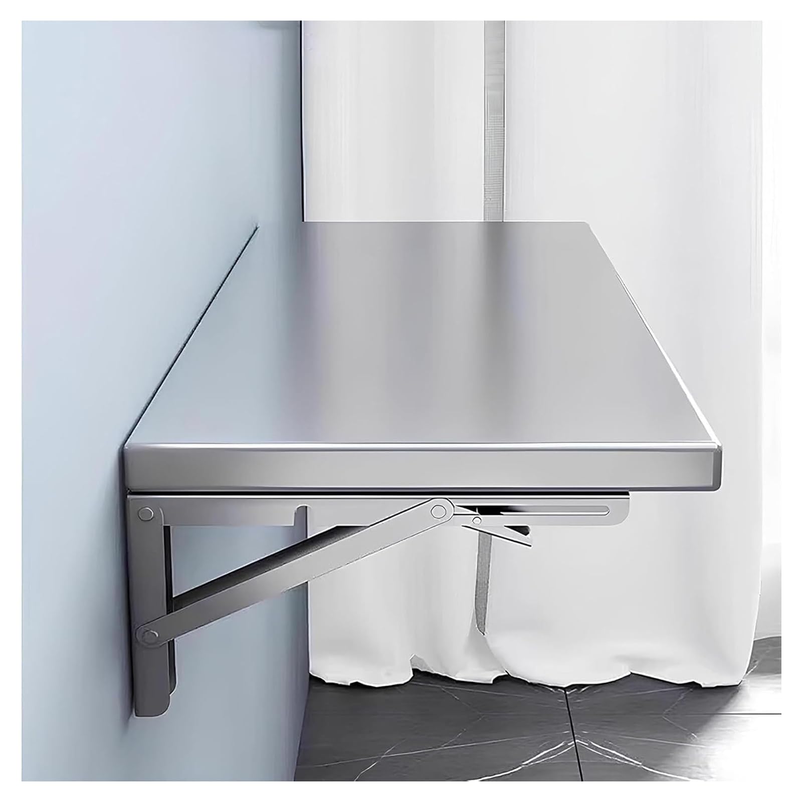 SaryEdge Stainless Steel Wall Shelf for Kitchen Foldable Corner Storage Rack Floating Wall Shelves 70x35cm Ideal for Bathroom and Home nization,70x35cm,70x35cm