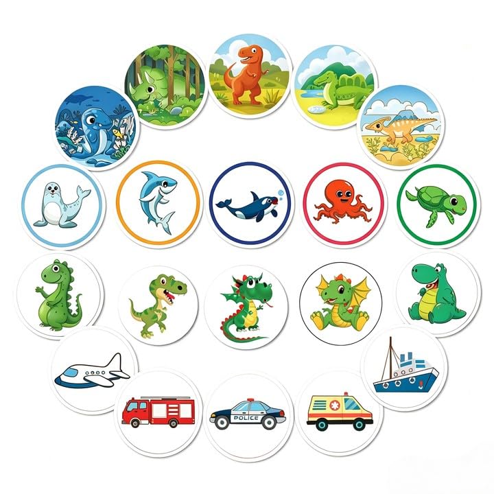 20 Pcs Potty Training Stickers- Color Changing Toilet Training Stickers Set Includes Ocean, Dinosaur, Vehicle & Dinosaur