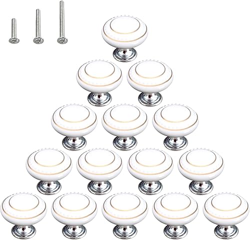 Vista 18 de HUAMULAN 15 pomos de cerámica brillante con botón redondo de hongo, vestidor, tiradores vintage, manijas de puerta, armario, cajón, diámetro de 1.5