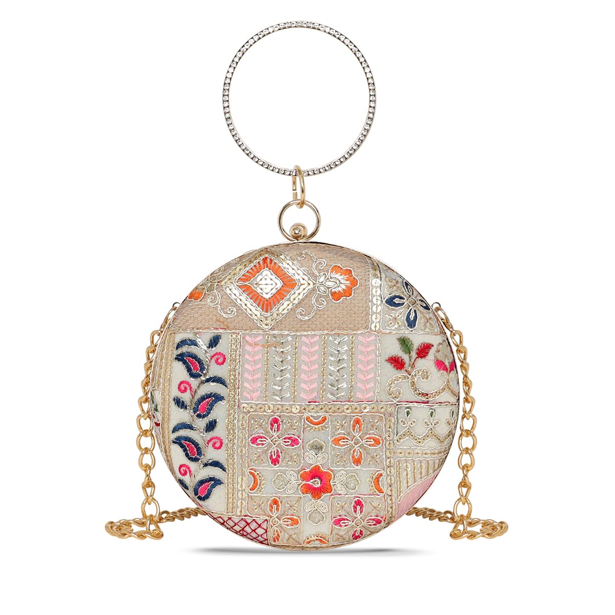 Multicolor Color Royale Heritage Round Clutch For Womens-image-24