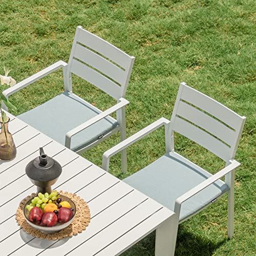 Lebenliebe Patio Dining Chairs Set Of 2 Outdoor Stackable Dining Chair Aluminum Frame Outdoor Armchairs With Wide Seats For Backyard Garden,White Frame #TOP6