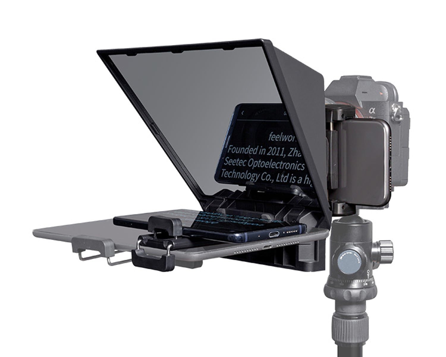 Digitek® (DTP-008) Portable 8" Teleprompter for Smartphone & DSLR, Bluetooth Remote Controller, Dual Functionality, 1/4 Screw Mount, Android/iOS App Support, Magnetic Clamp, 8 Lens Adapter Rings-picture-24