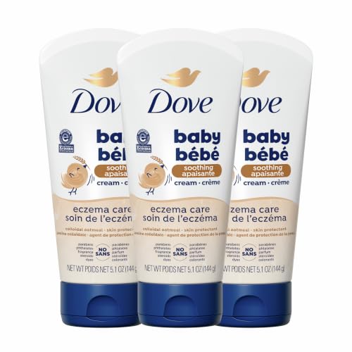 Image of Baby Dove Soothing Cream Baby Lotion 3 Count Eczema Care For Delicate Baby Skin No Artificial Perfume or Color, Paraben Free 5.1 oz
