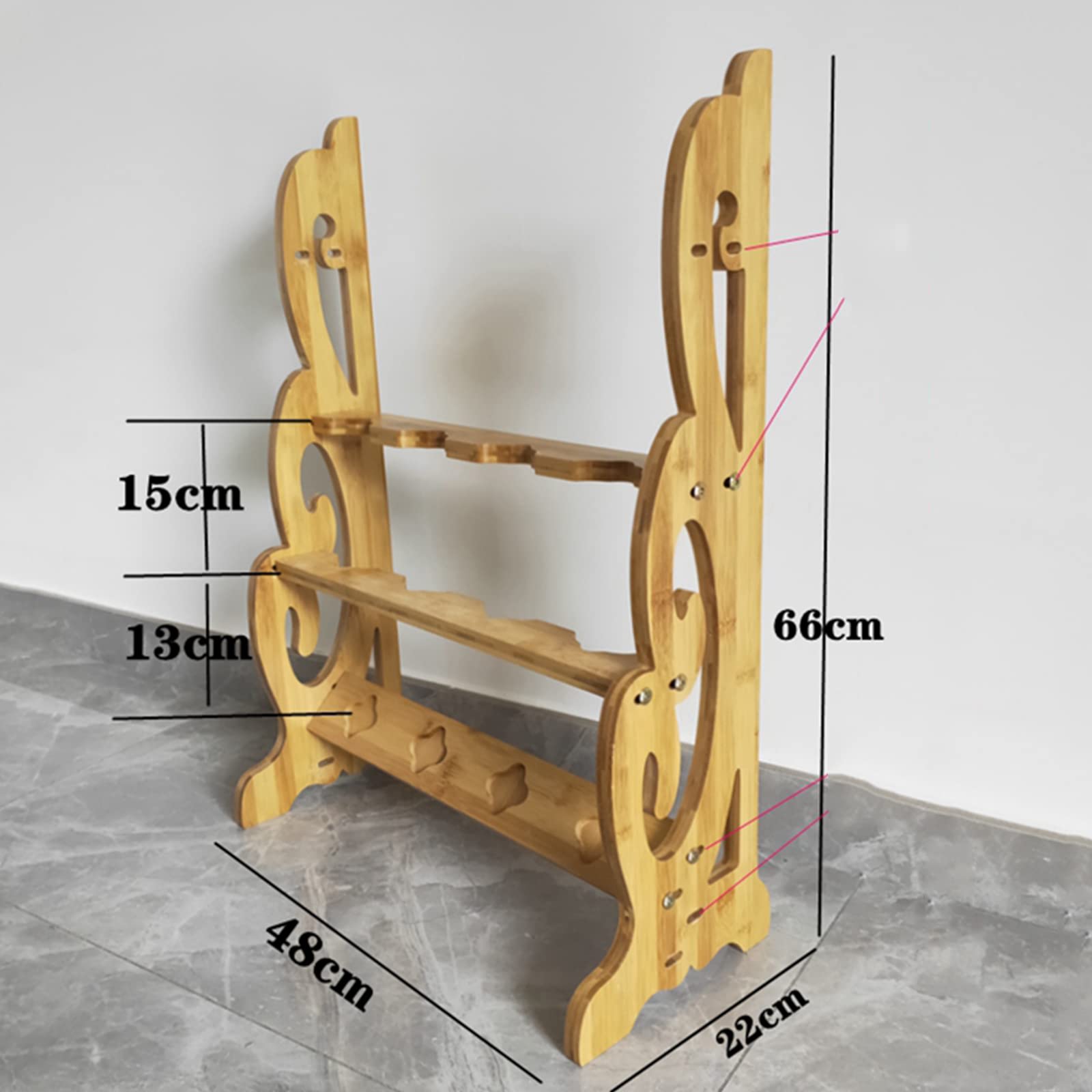Espositore Verticale - Espositori da Pavimento, Supporti in Legno per riporre Vari Oggetti (2-8 Piani) (Giallo 2) (Giallo 4)