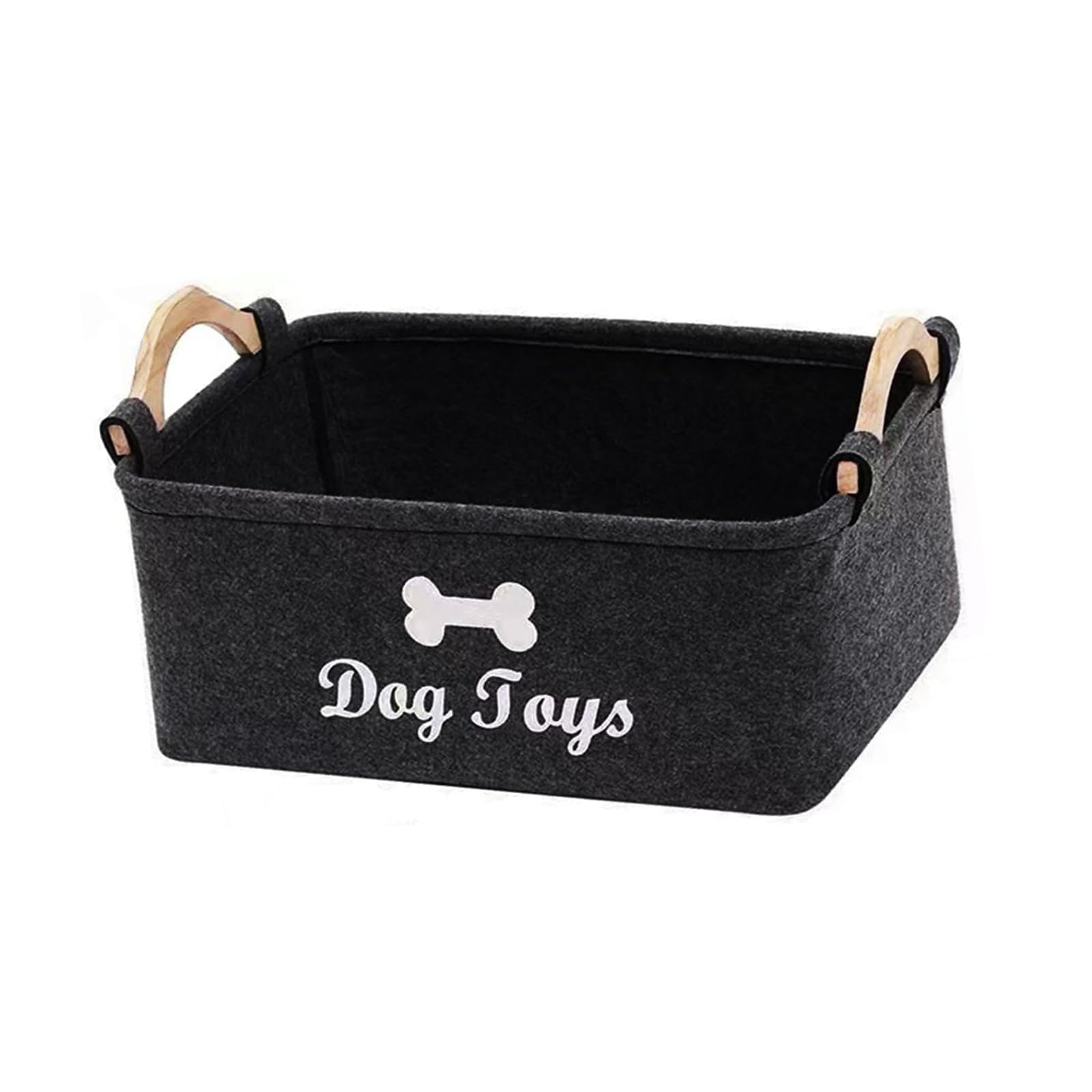 klahh Dog Toy Box And Basket Set Large Pet Storage Organizer For Toys Blankets Leashes Durable Design (15 x 9.8 x 7.1 Inches,Black)