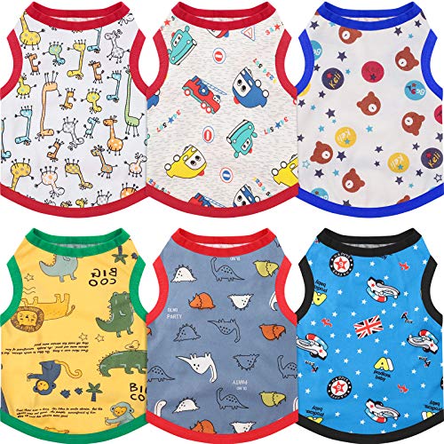 6 Pieces Dog Shirts Pet Dog Shirts Printed Cute Breathable Puppy Sweatshirt Puppy Dog Clothes Pet Apparel for Pet Dog (M)