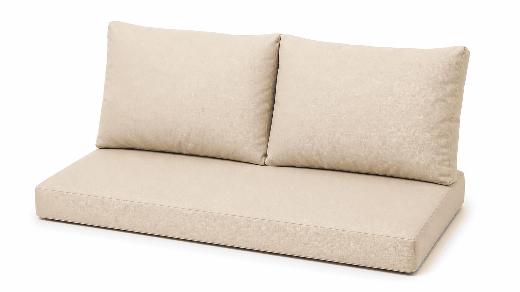 MOTHER LAND Euro Pallet Furniture Cushions Set – Garden Sofa Pads Water Resistant Outdoor Patio Cushions Foam Seat Soft Fibre Backrest (Cream, Complete Set (1x Seat + 2x Back) 10cm Thick)