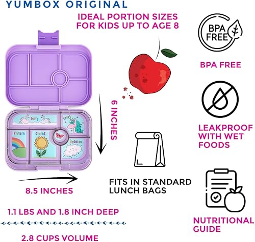 Miniatura 2 de Yumbox Lonchera Bento original a prueba de fugas para niños (unicornio morado lavanda)
