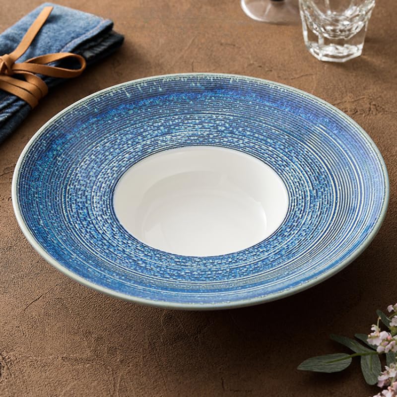 Piatti Cena Piatti da cena creativi in ​​ceramica Stoviglie for hotel e ristoranti Piatti da cena Piatti da zuppa for uso domestico Piatti freddi Forniture Per Feste(12 inches)