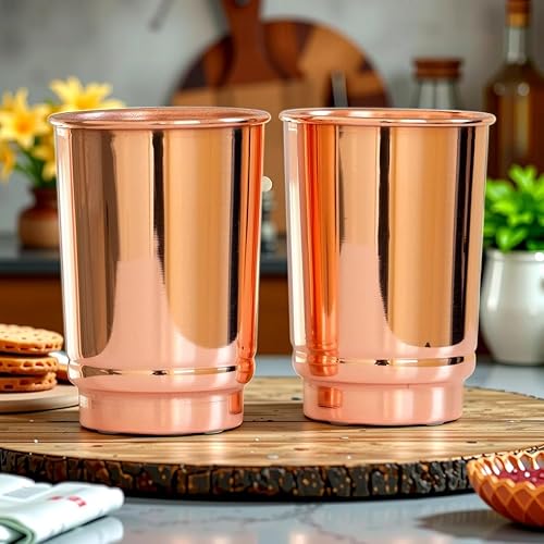 Miniatura 9 de 2activelife - Juego de 2 vasos de cobre para la inmunidad vasos de cobre puro liso vasos de cobre para viajeros tazas de cobre puro para beber agua