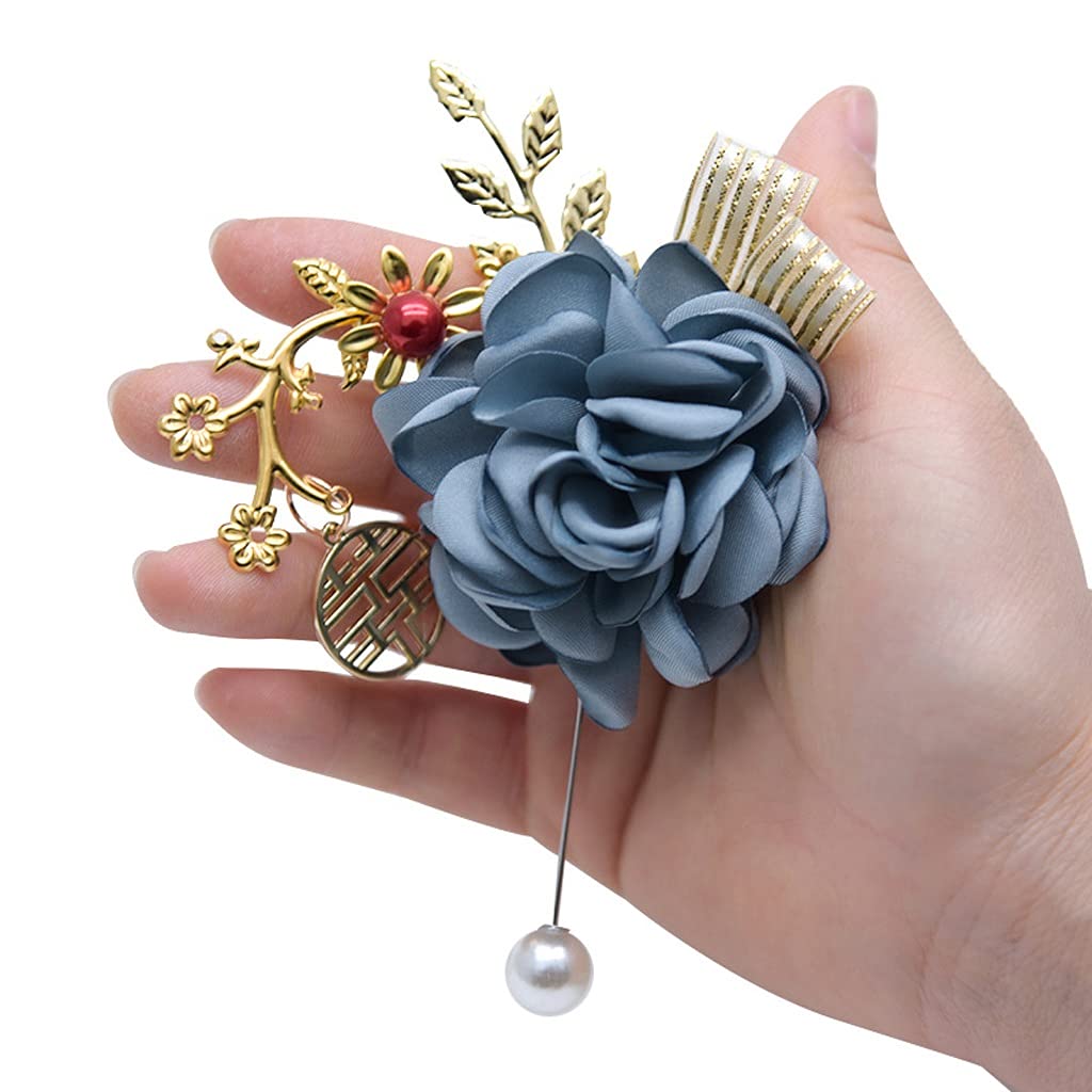 Intage Boda Boutonniere Broche clásico Regalo de graduación para el Novio Hoja Dorada Solapa Pin Boda Boutonniere