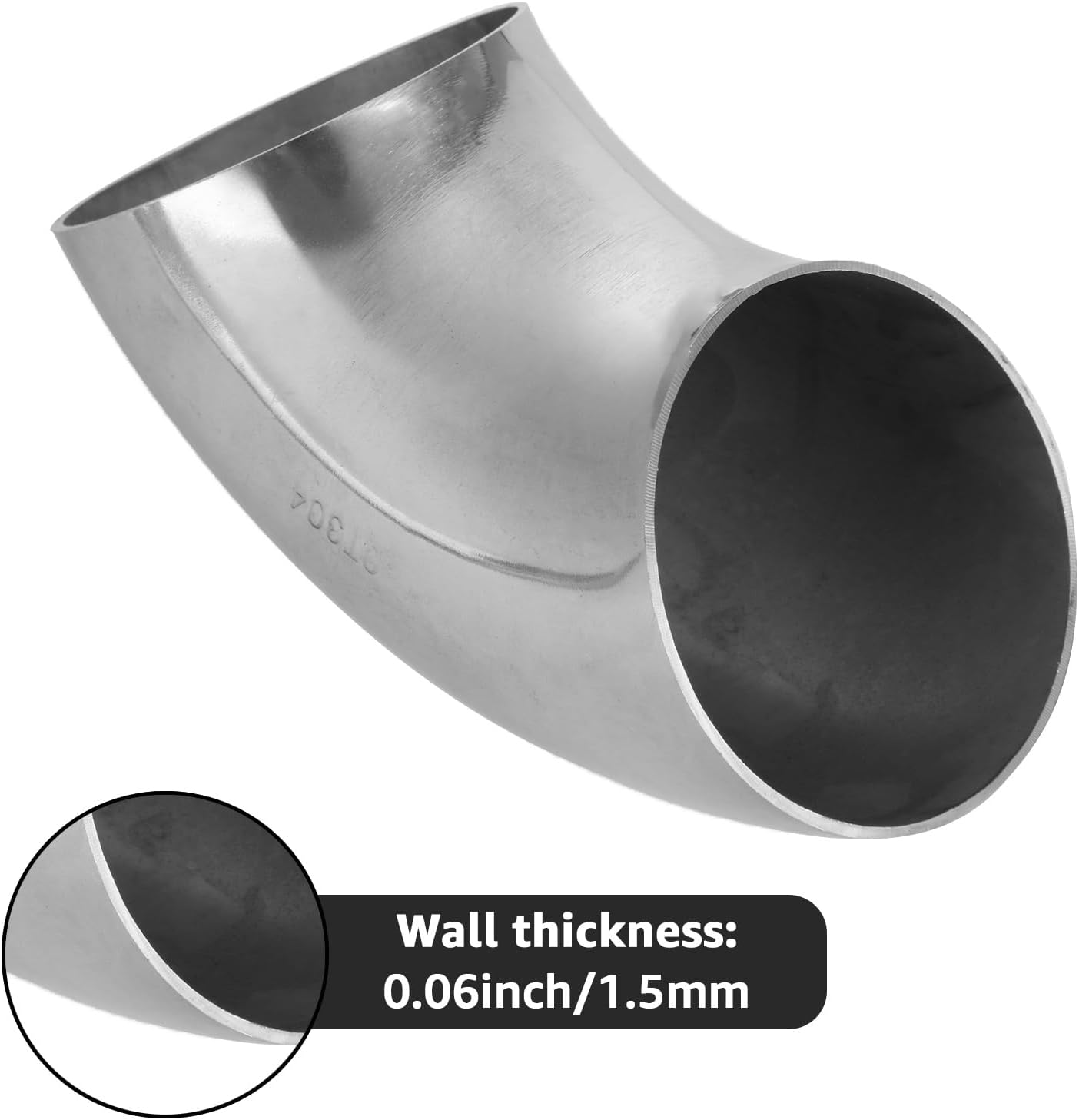 8 Pack 2.5 Inch 304 Stainless Steel Exhaust Elbow Pipe, 90° Mandrel Bend Elbow, Thickness 16GA/.065” Stainless Steel Bend Tube for Car Exhaust Modified Elbow Pipe, Stair Handrail
