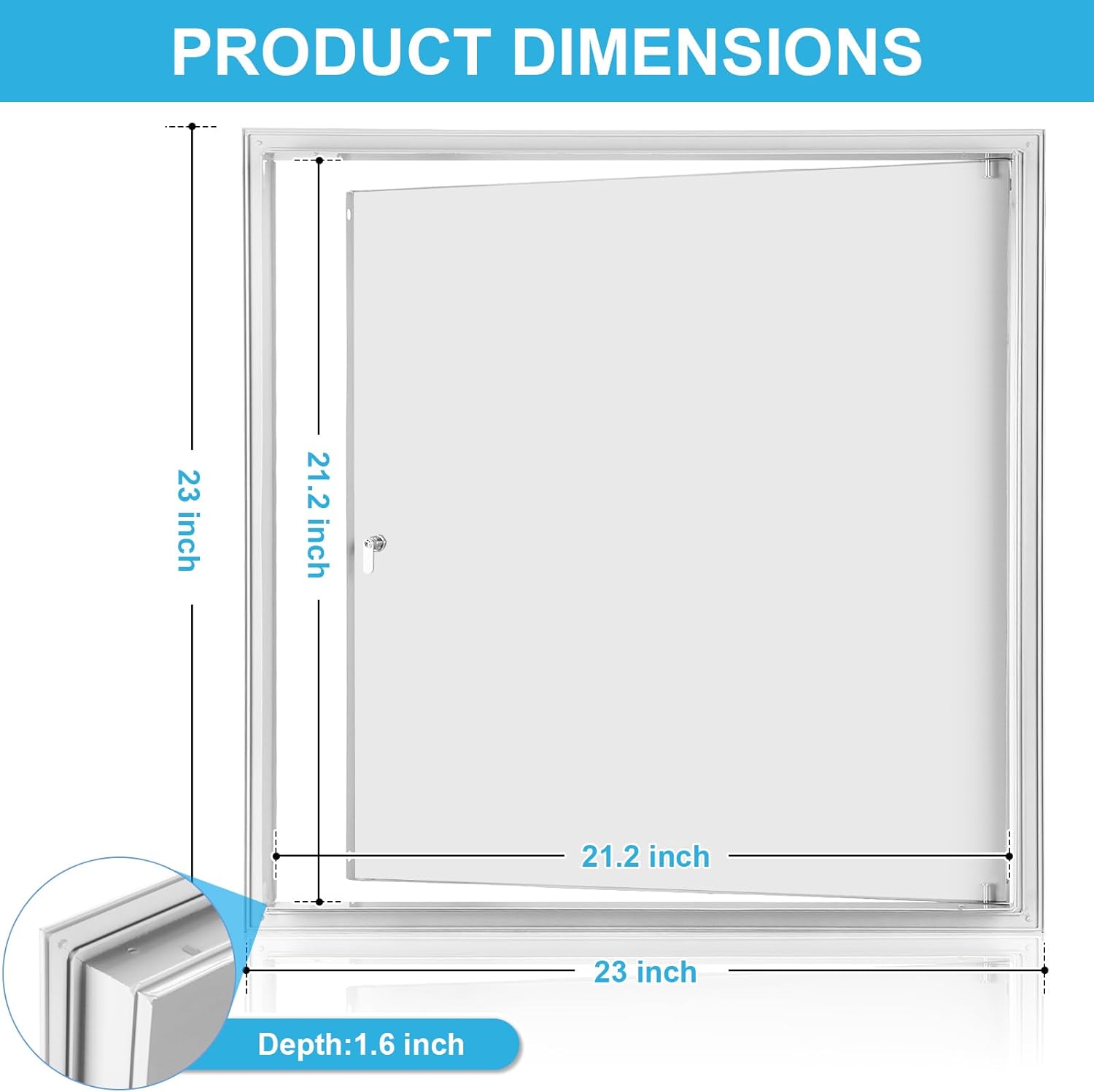 Access Panel for Drywall, 20 x 20 inch with Lock and Key, for Ceiling, Electrical Conduits, Heavy Duty Metal Steel Access Door (White)