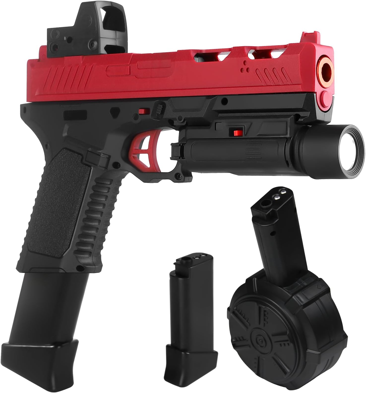 Gel Toys X8,Upgrade Version for X2 Full Auto Gel Toys with Goggles and Drum,for Christmas Easter Outdoor Games, Ages 14 Years Old and up and Adults,Red