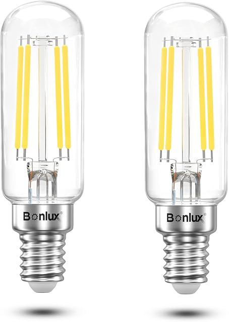 Bonlux 4W E14 LED Cooker Hood Bulb T26 Tubular Light Bulb Mini Filament Lamp Cool White 6000K 40W Halogen Replacement for Fridge/Freezer/Extractor/Cooker Hood, E14 Small Edison Screw(2-Pack)