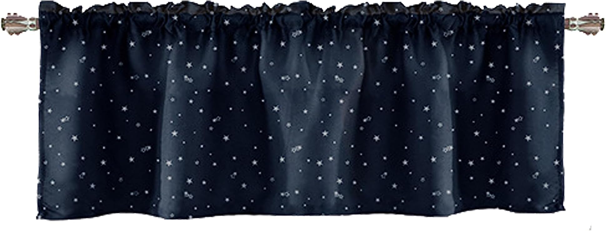 ED-Lumos Kids Window Valances Dark Blue Star for Children Boys Magical Bedroom Décor 1 Panel 52X18Inch